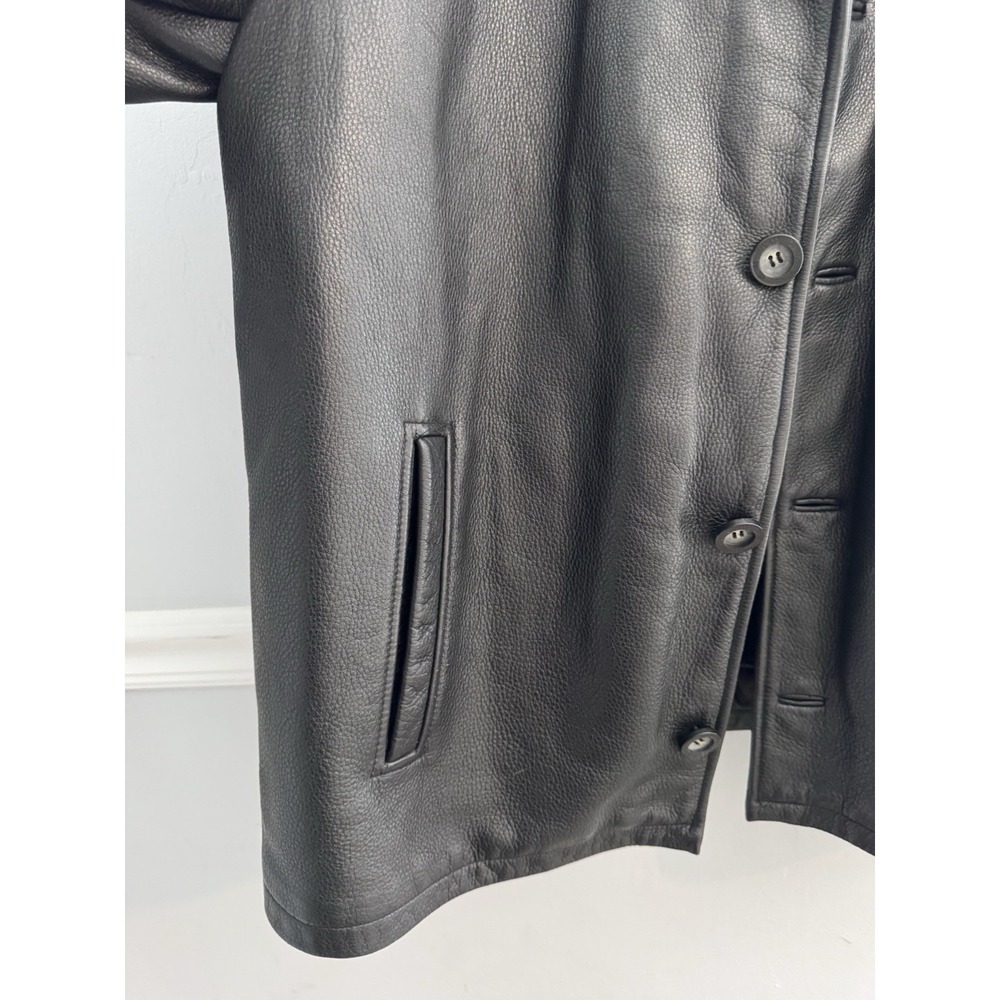Guess Men's Pebble Grain Heavyweight Leather Zip Out Liner Jacket Black Large - Picture 8 of 16